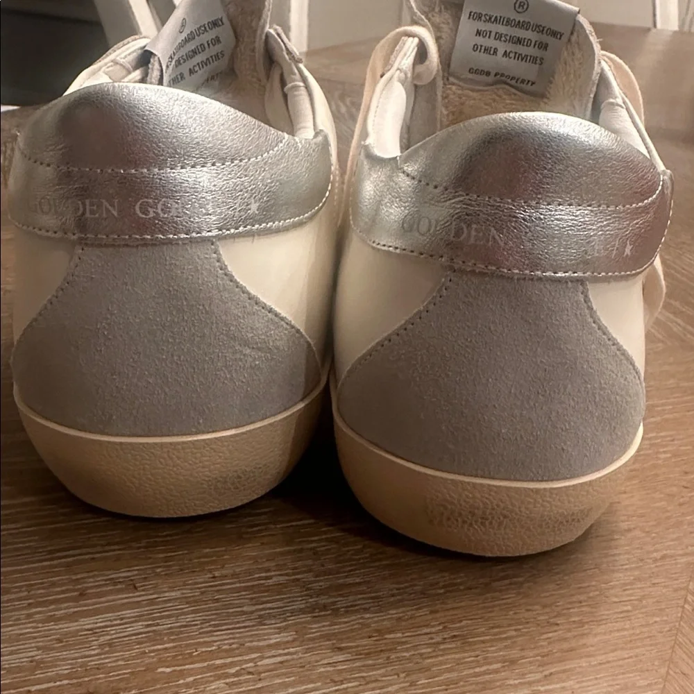 GG Collection Cream and Grey Gold Star Sneakers - Picture 8 of 8
